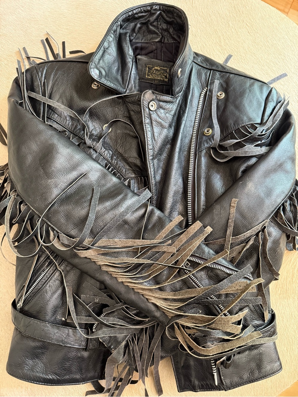 Vintage fringe leather jacket- concert wear- distressed and perfect - Picture 7 of 16